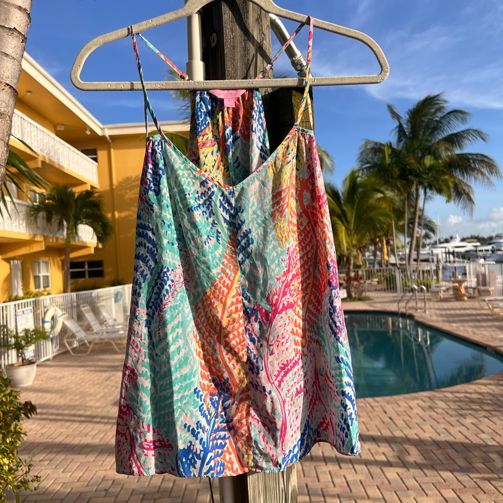 Vintage Lilly Pulitzer silk racer back tank size s